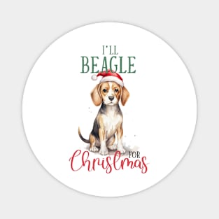 Christmas Beagle Pun Magnet